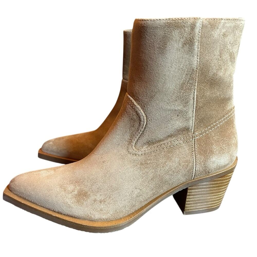 Stuart Weitzman Tate Suede Pointed Toe Western Boot Short Shaft Caramel NEW 6.5 - Picture 6 of 10